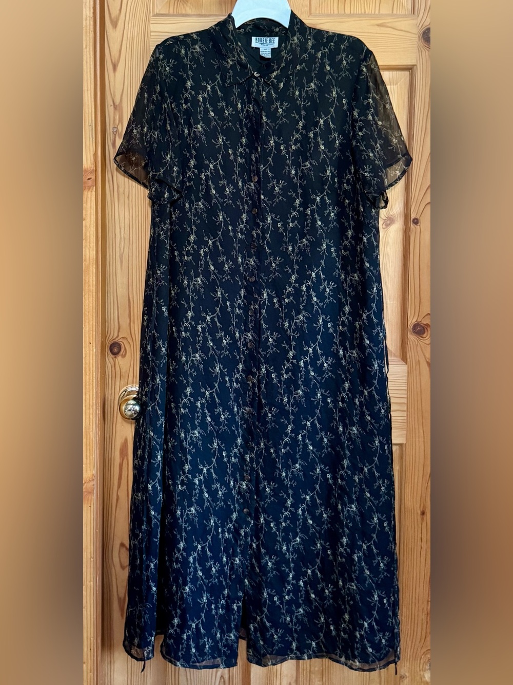 Robbie Bee Black Maxi Dress with Cream Floral Print
